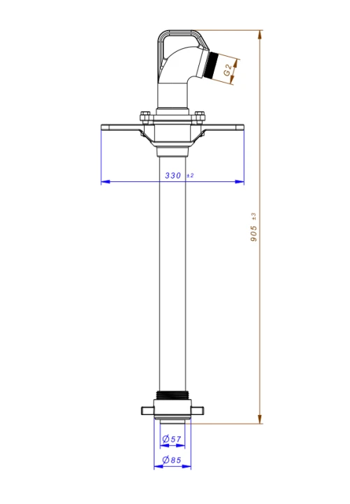 Stojak hydrantowy DN50 pojedynczy C/C (1x52)