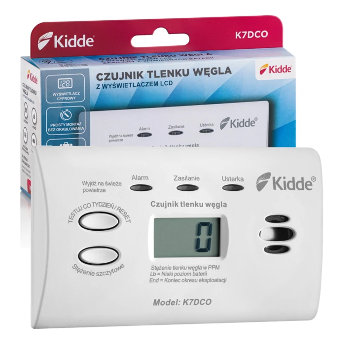 Czujnik tlenku węgla (czadu) Kidde K7DCO LCD (10 lat gw.)