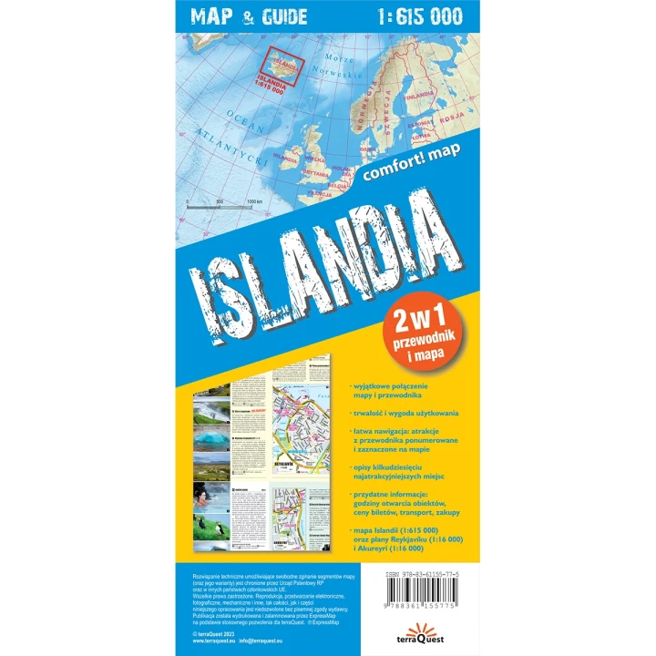Islandia map&guide PL laminat 2023