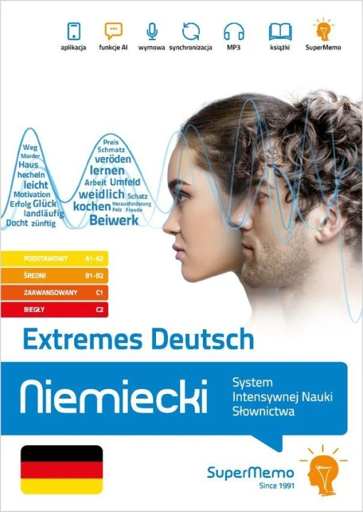 Extremes Deutsch. Niemiecki. System Intensywnej Nauki Słownictwa. Poziom podstawowy A1-A2, średni B1-B2, zaawansowany  C1 i biegły C2