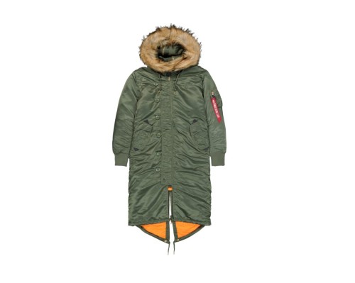 Długa parka z kapturem Long Fishtail Wmn Alpha Industries Sage Green