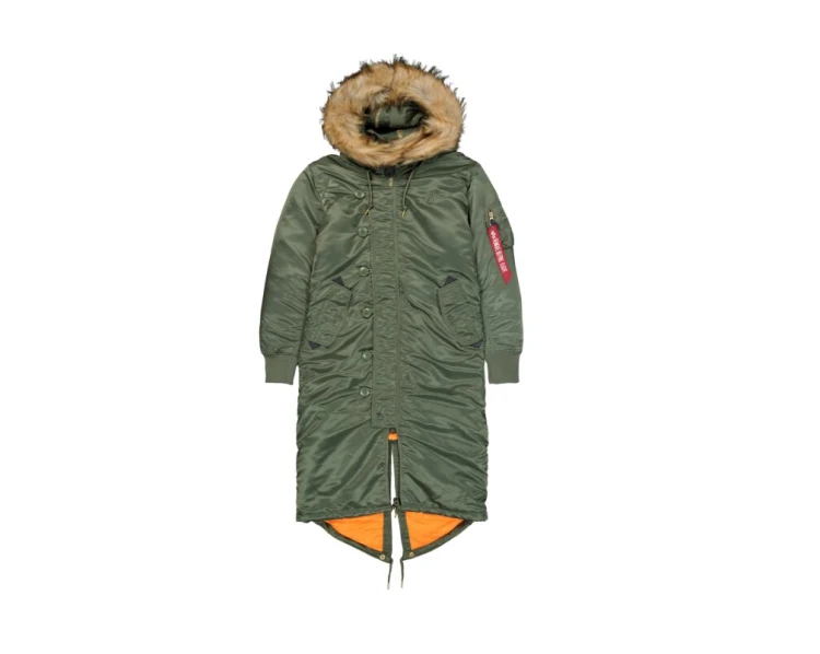 Długa parka z kapturem Long Fishtail Wmn Alpha Industries Sage Green