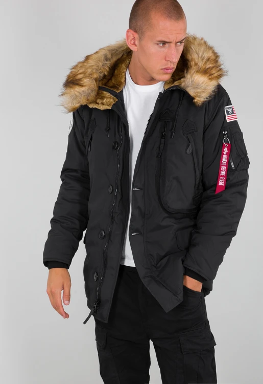 Parka zimowa męska Polar Jacket Czarna Alpha Industries