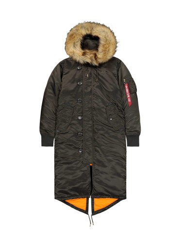 Damska parka Long Fishtail Wmn Alpha Industries Black Olive