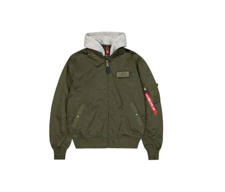 Kurtki wiosenne męska MA-1 TT Hood Light Bomber Jacket Alpha Industries - Dark Green