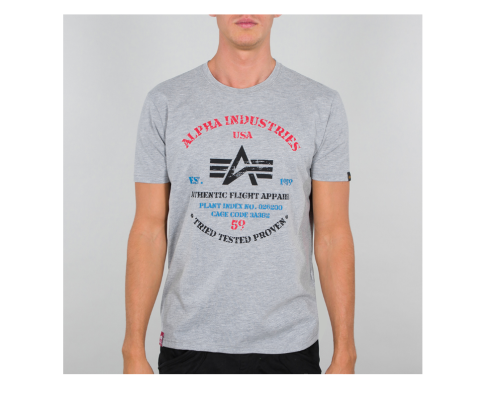 Authentic Print T-shirt Alpha Industries Grey Heather