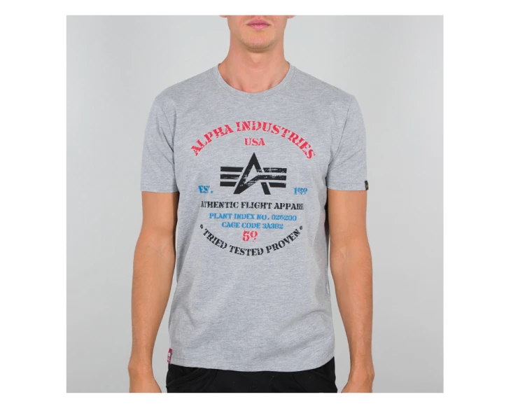Authentic Print T-shirt Alpha Industries Grey Heather