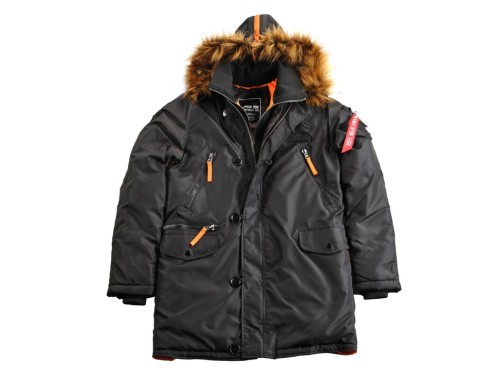 Kurtka Zimowa Parka Alpha Industries N3B PPS Czarno Pomarańczowa