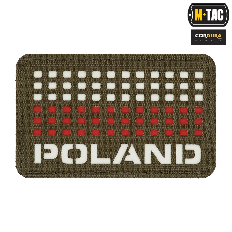 Naszywka Poland z flagą Ranger Green 50х80 Laser Cut M-tac