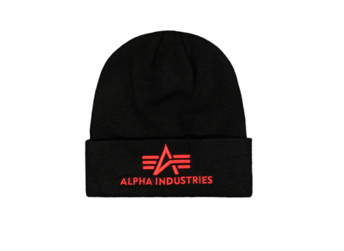 Czapki zimowe damskie 3D Beanie Alpha Industries - Czarny / Czerwony