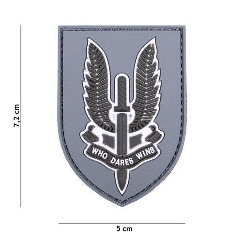 Naszywka Who Dares Wins PVC Szary