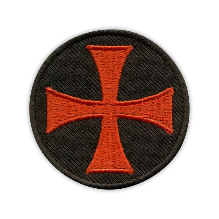 Naszywka Krzyż Templariuszy okrągła Czarna
