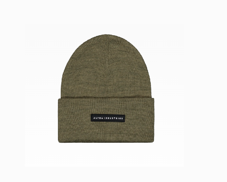 Czapka mon Rubber Logo Beanie Alpha Industries - Dark Olive