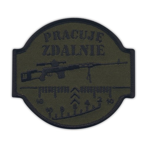Naszywka Pracuję Zdalnie z rzepem Oliwkowa