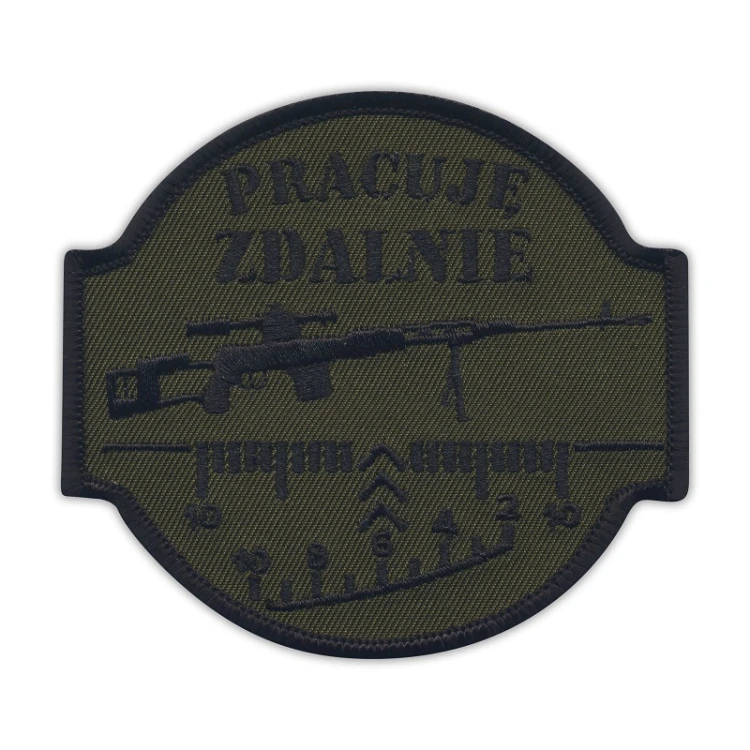 Naszywka Pracuję Zdalnie z rzepem Oliwkowa