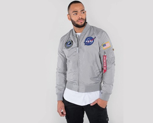 Kurtka srebrna Alpha Industries Ma-1 TT Nasa Reversible