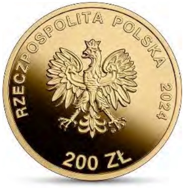 Złota moneta 200 zł 160. rocznica śmierci Romualda Traugutta awers
