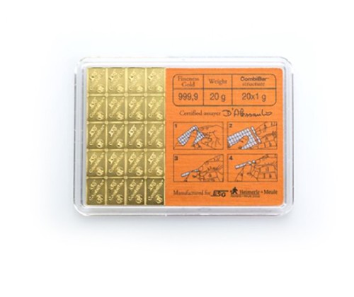 Złota sztabka Valcambi CombiBar 20 x 1 g awers