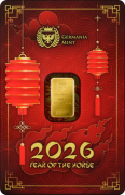 1 g Sztabka złota Rok Smoka 2026 Germania Mint