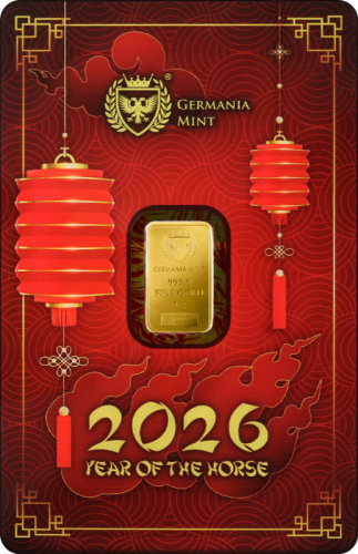 1 g Sztabka złota Rok Smoka 2026 Germania Mint