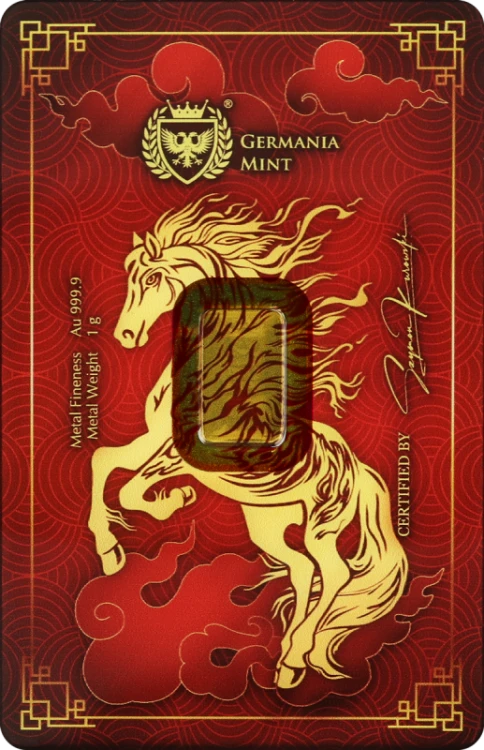 1 g Sztabka złota Rok Smoka 2026 Germania Mint