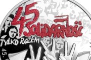 Moneta kolekcjonerska NBP 10 zł 45. rocznica powstania NSZZ „Solidarność” rewers detale