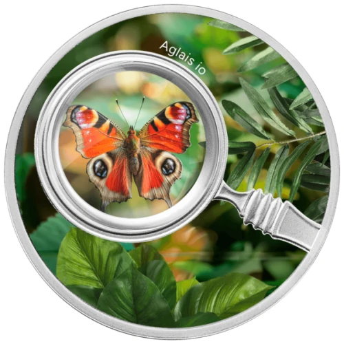 500 franków CFA, Aglais io, Seria: Motyl, Srebrna moneta, rewers