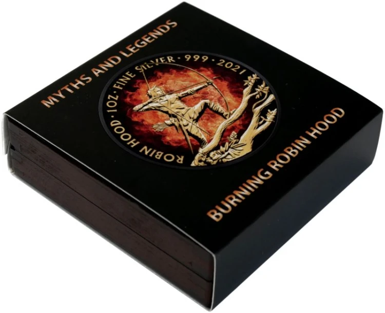 Srebrna moneta 2£ Robin Hood etui