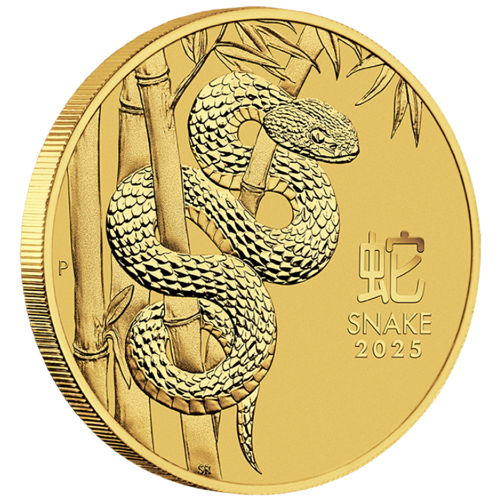 Złota moneta 1 oz Lunar III Rok Węża 2025 rant