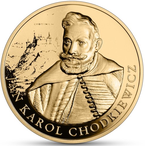 Złota moneta kolekcjonerska NBP 500 zł Hetmani Rzeczypospolitej – Jan Karol Chodkiewicz rewers