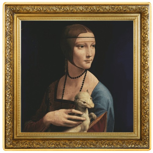 Srebrna moneta 1$ Dama z gronostajem rewers