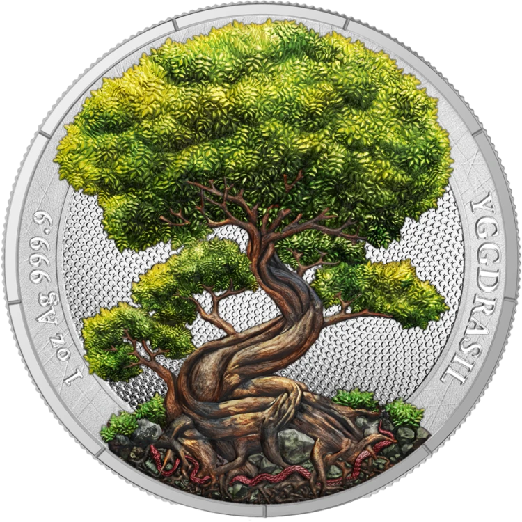 1 uncja, Yggdrasil – lato, Seria: Mitologiczny las, Srebrna moneta
