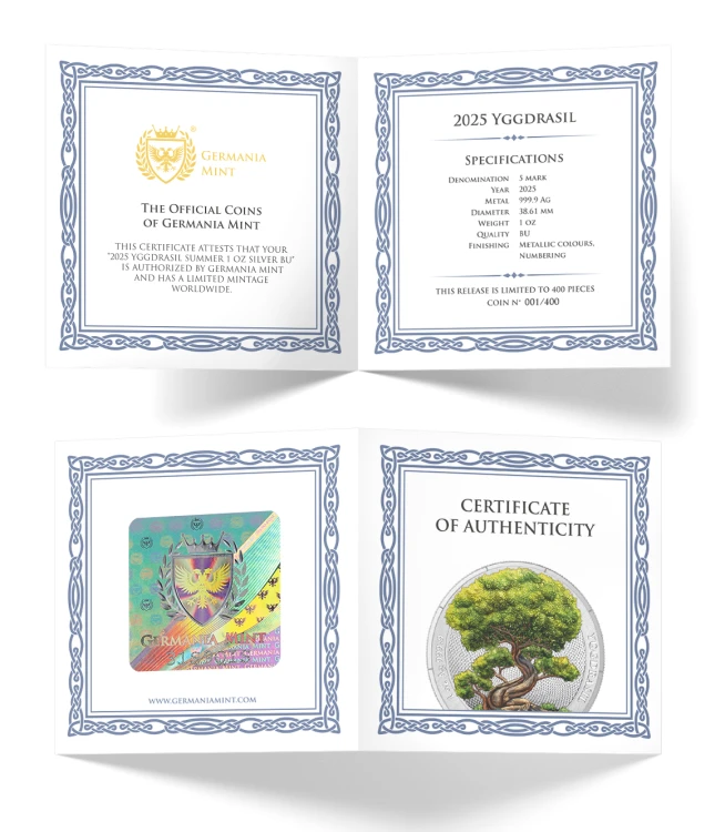 1 uncja, Yggdrasil – lato, Seria: Mitologiczny las, Srebrna moneta