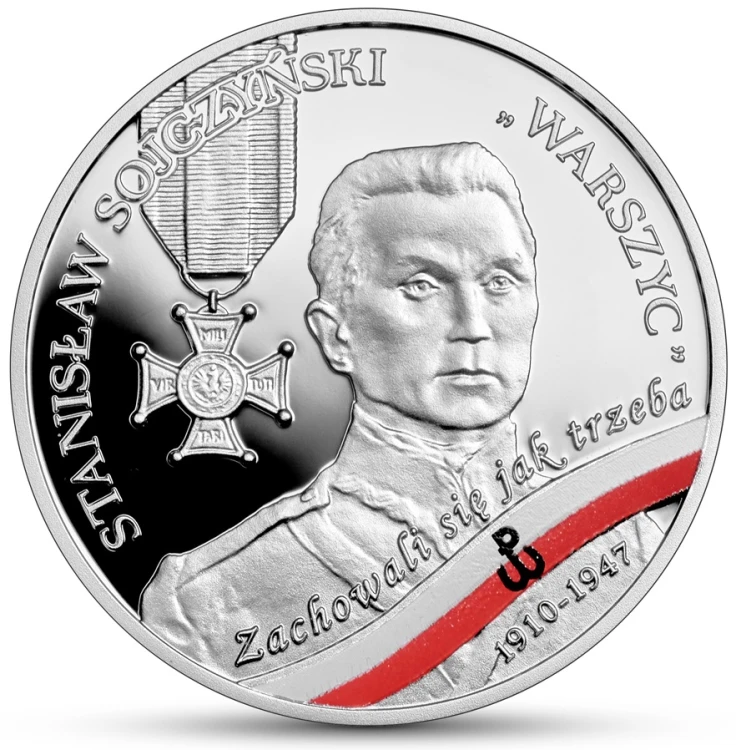 Srebrna moneta 10 zł Stanisław Sojczyński "Warszyc" rewers