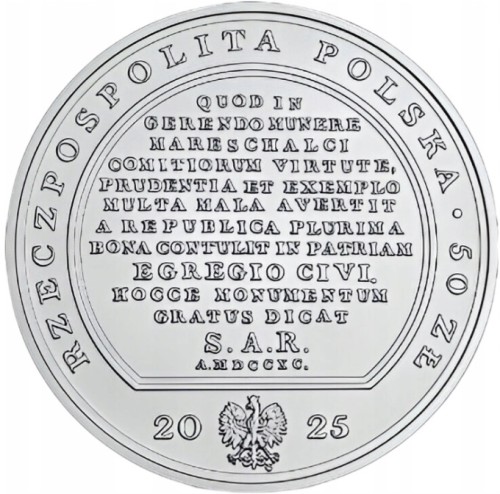 Srebrna moneta 50 zł Skarby Sztuki Medalierskiej Stanisław Małachowski awers