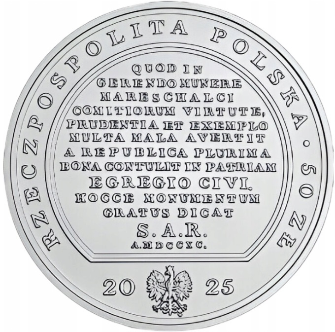 Srebrna moneta 50 zł Skarby Sztuki Medalierskiej Stanisław Małachowski awers