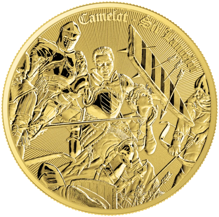 1 uncja, Sir Lancelot, Srebrna moneta pozłacana