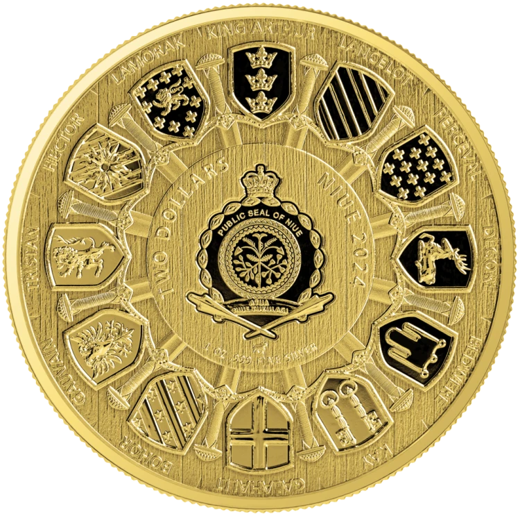 1 uncja, Sir Lancelot, Srebrna moneta pozłacana