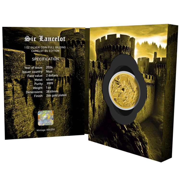 1 uncja, Sir Lancelot, Srebrna moneta pozłacana