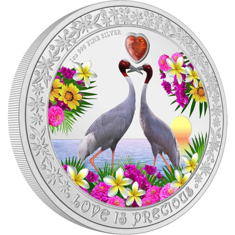 Srebrna moneta 2$ Love is Precious – Sarus Cranes