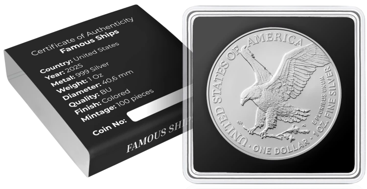 1 $, Amerykański Orzeł, Bismarck, Seria: Słynne statki, Srebrna moneta
