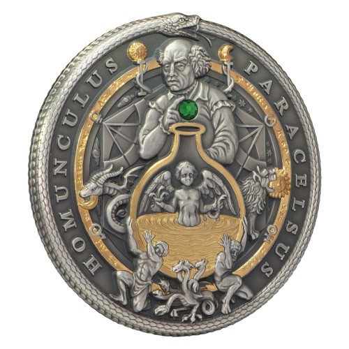 Srebrna moneta 5$ Paracelsus rewers