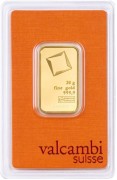 Sztabka złota Valcambi certipack 20 g rewers
