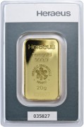 Sztabka złota 20 g Heraeus