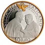 10 € Benedykt XVI, Srebrna moneta (pozłacana), Watykan, 2023
