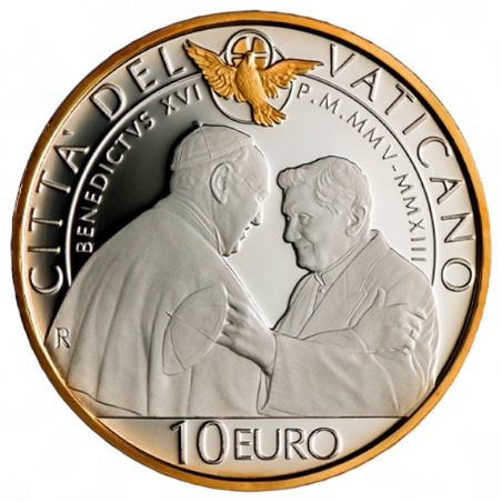 10 € Benedykt XVI, Srebrna moneta (pozłacana), Watykan, 2023