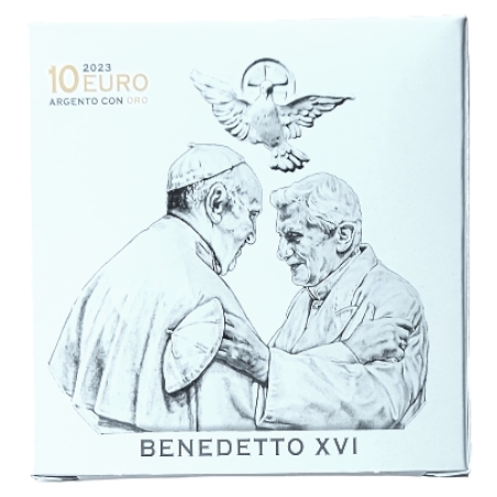 10 € Benedykt XVI, Srebrna moneta (pozłacana), Watykan, 2023