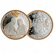 10 € Benedykt XVI, Srebrna moneta (pozłacana), Watykan, 2023