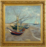 Srebrna moneta 1$ Łodzie rybackie na plaży w Saintes-Maries-de-la-Mer, Seria: Vincent Van Gogh rewers