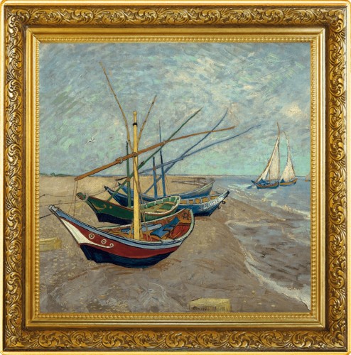 Srebrna moneta 1$ Łodzie rybackie na plaży w Saintes-Maries-de-la-Mer, Seria: Vincent Van Gogh rewers
